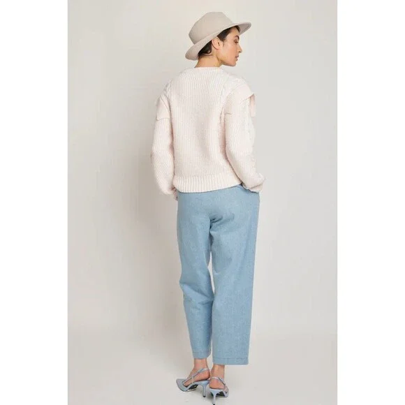 Behida Dolic Millinery Sweater Women Small Italian Wool Oversized Cable Knit